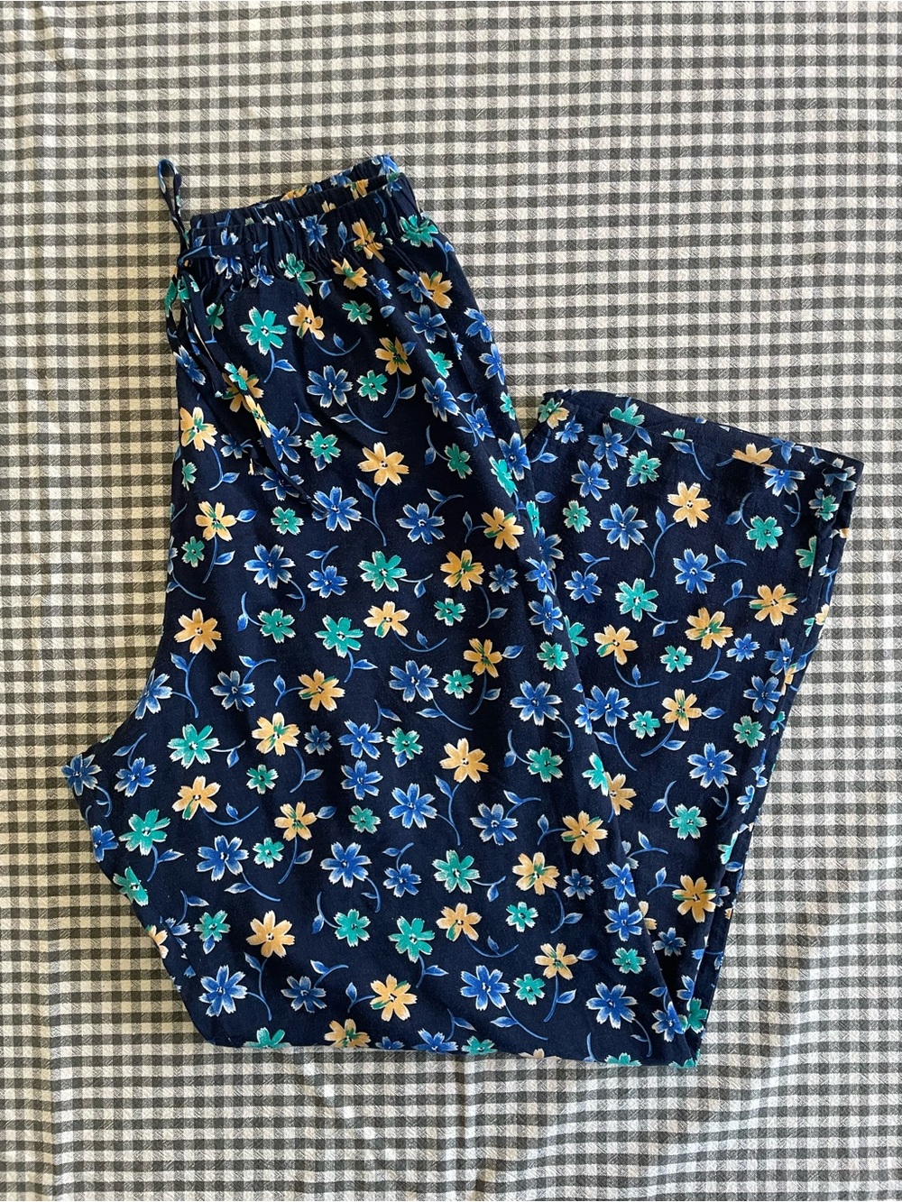 Flowy Blue Floral Drawstring Pants